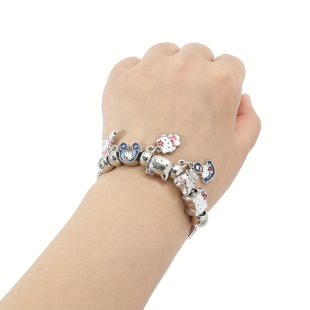 Kawaii Sanrio Diy Bangle Hello Kitty Charms Bracelet Beads Fashion