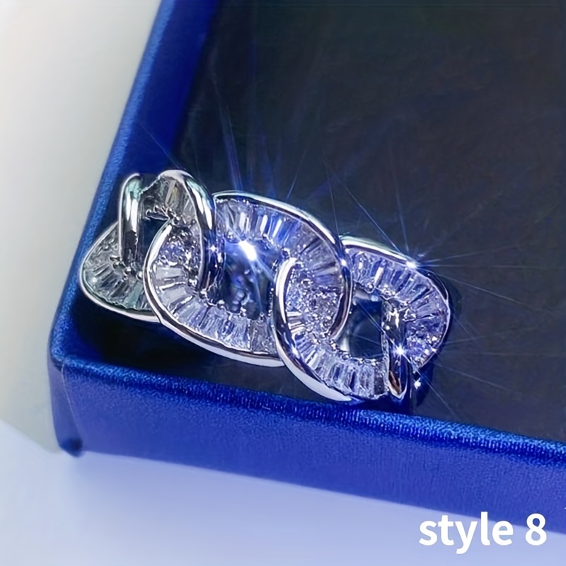 Men's Copper Zircon Ring Couple Cuff Ring