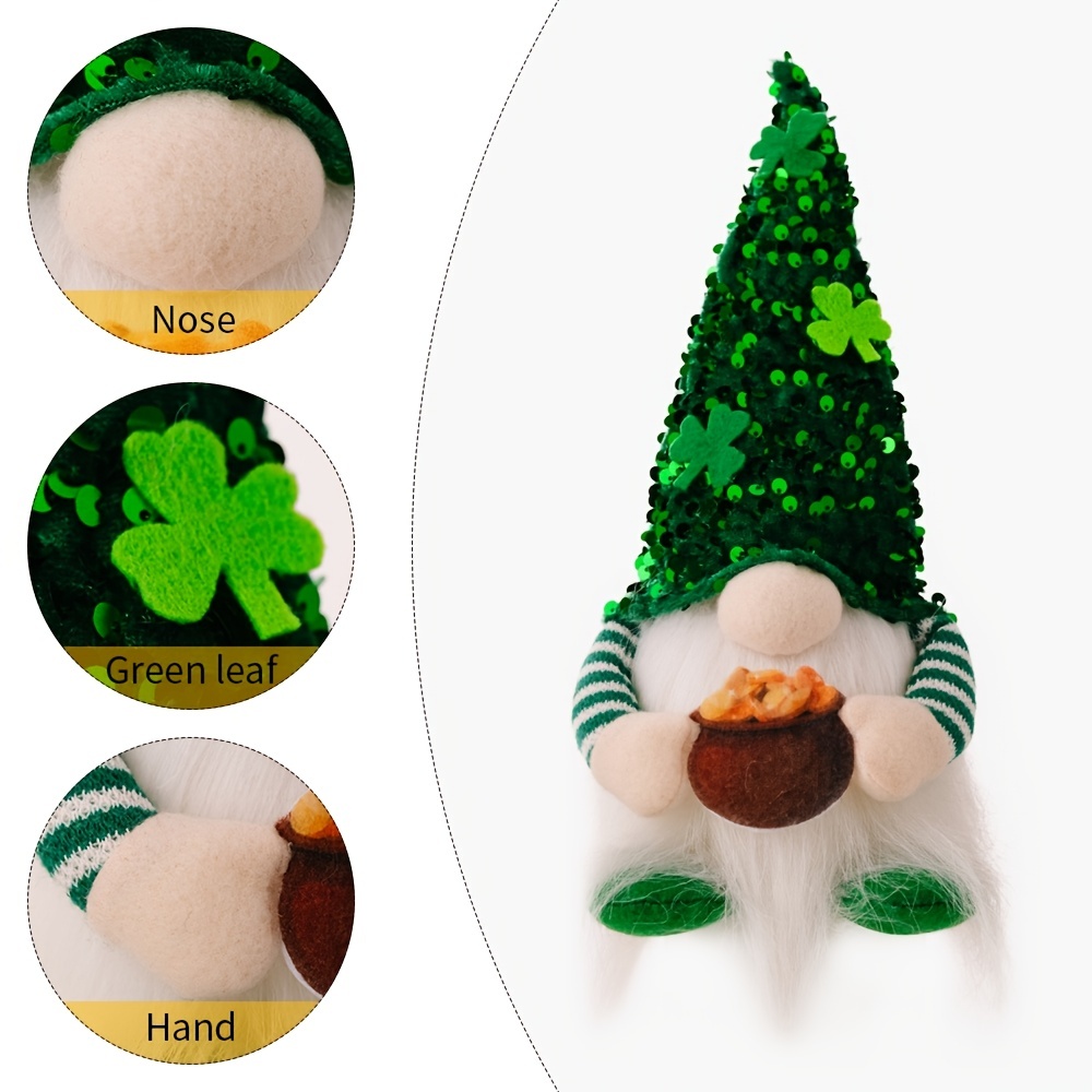 St.patrick's Day Irish Gnome Doll Lighted Sequins Gnome - Temu