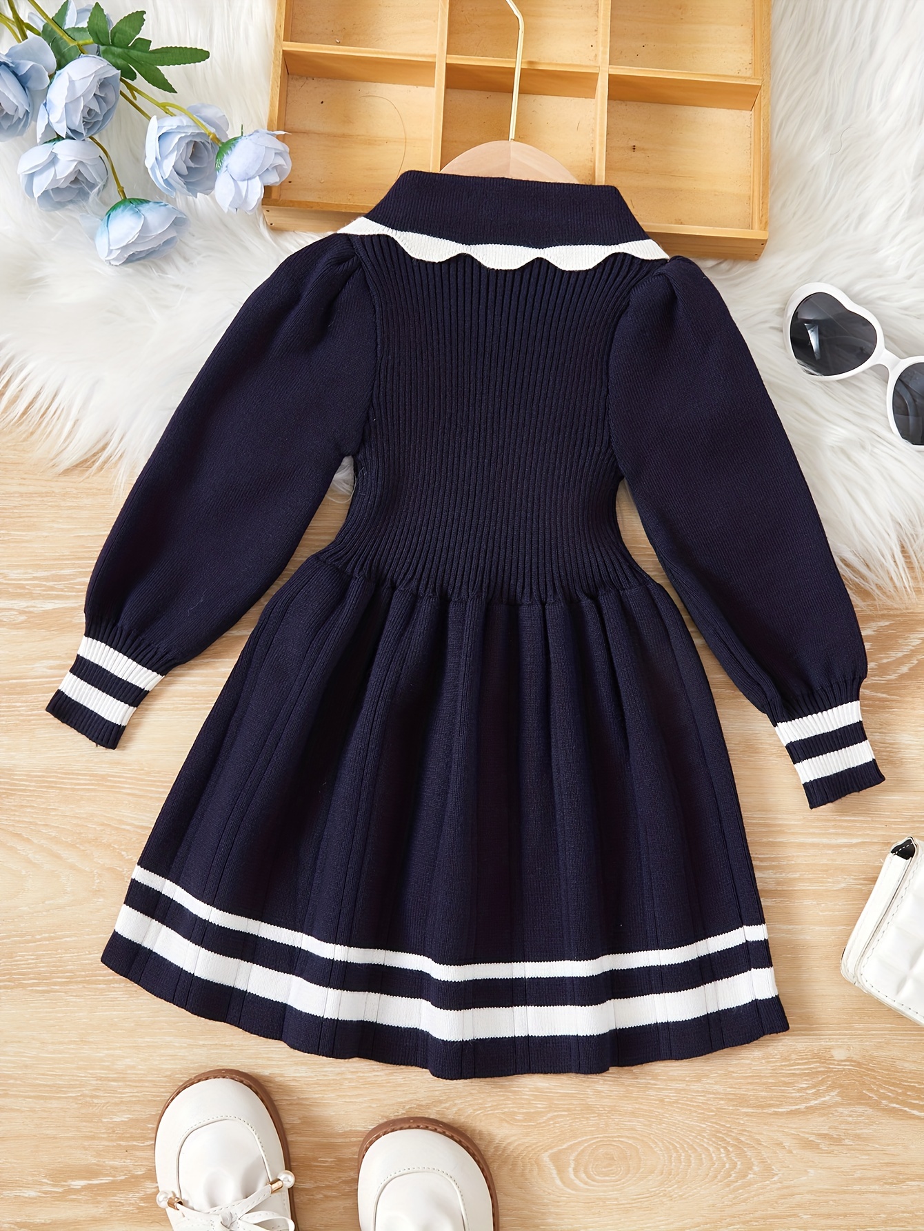Cheap Autumn Kids Dresses for Girls Fashion Little Girls Costume Warm Knit  Sweater Dress Cute School Clothes