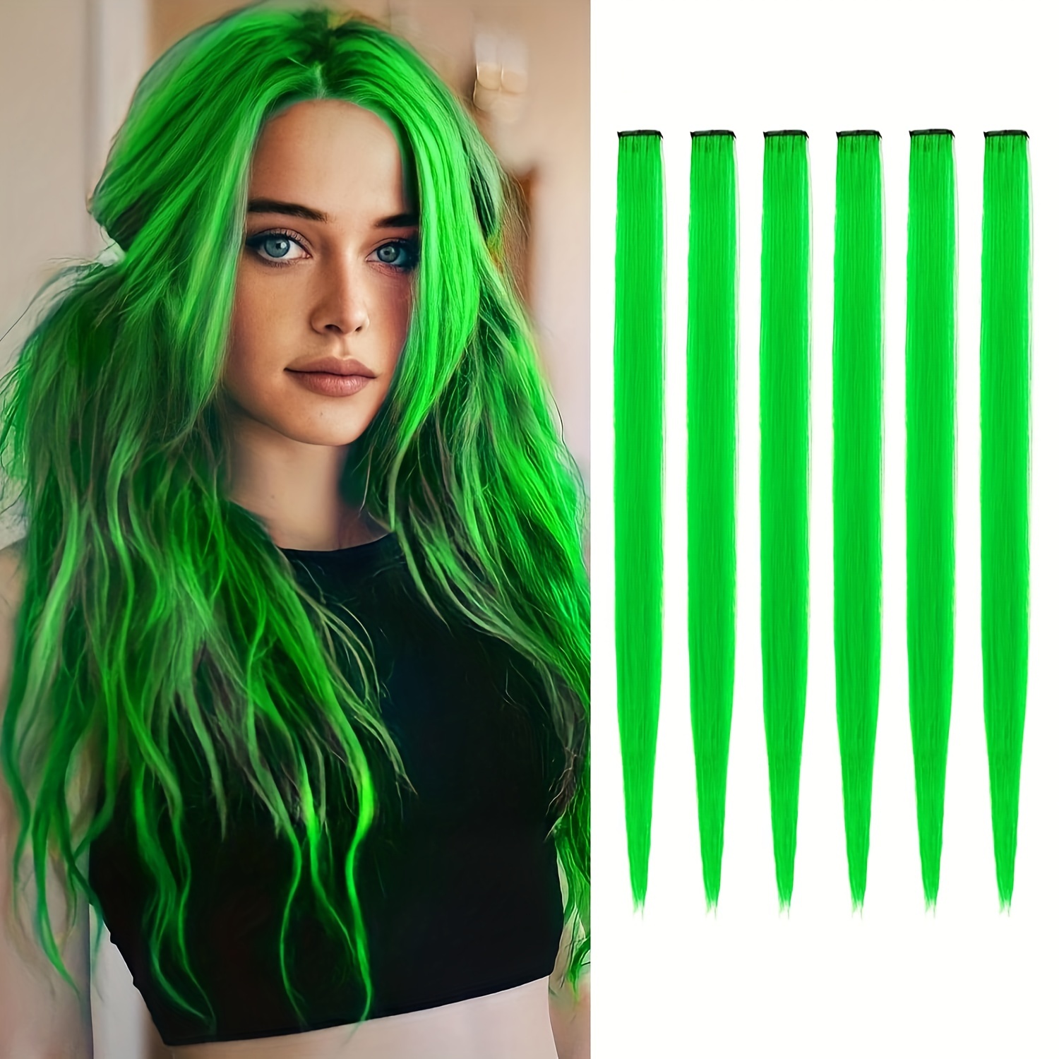 Vibrant Rainbow Colored Hair Extensions Clip In Hair Temu New Zealand