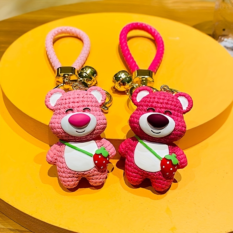 Kawaii Cartoon Bear Doll Plush Pendant Candy Colors Plush Bear Rabbit Doll  Keychain Cute Bag Car Key Ring Student Bags Luggage Pendant BROWN RABBIT
