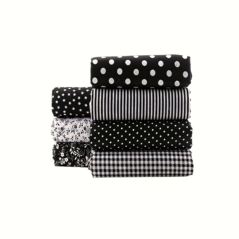  7pcs Black Series Floral Cotton Fabric 50x50cm Textile
