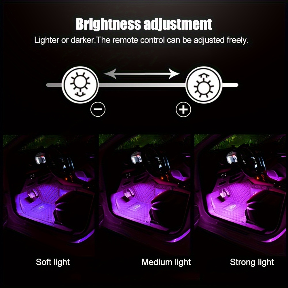 New Car Led Strips Lights 36/48/72 RGB LED Foot Lamp Atmosphere Lamp12V Auto  Interior Decorative Light with USB Bluetooth APP Controller and Smart USB  Port