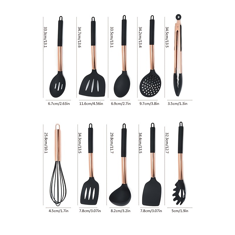 15pcs Rose Gold Silicone Kitchen Utensils Set Heat Resistant Cooking