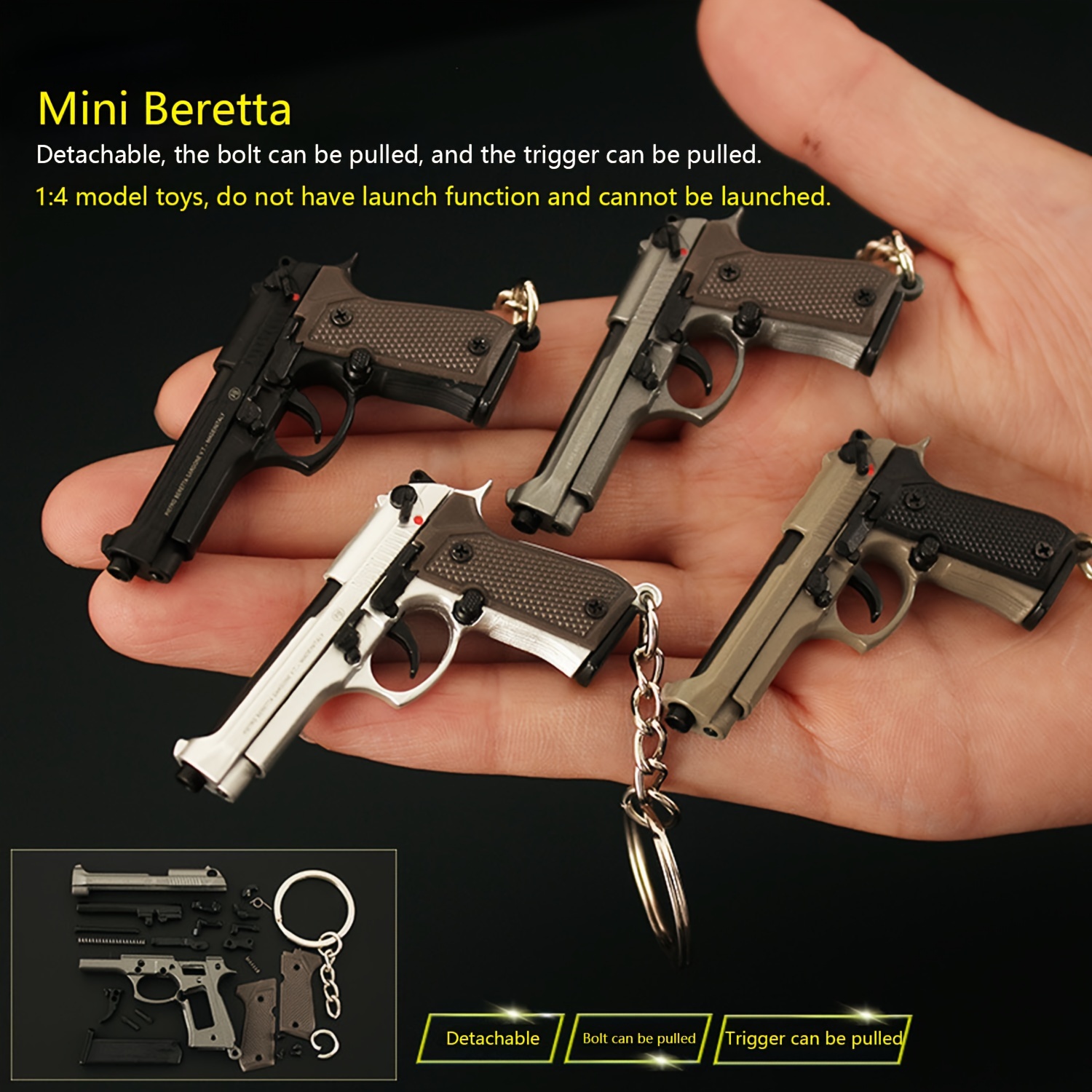 1:4 Alloy Beretta 92 Pistol Keychain Mini Toy Gun Miniature Model Pistola  High Quality Collection Toy Birthday Gifts