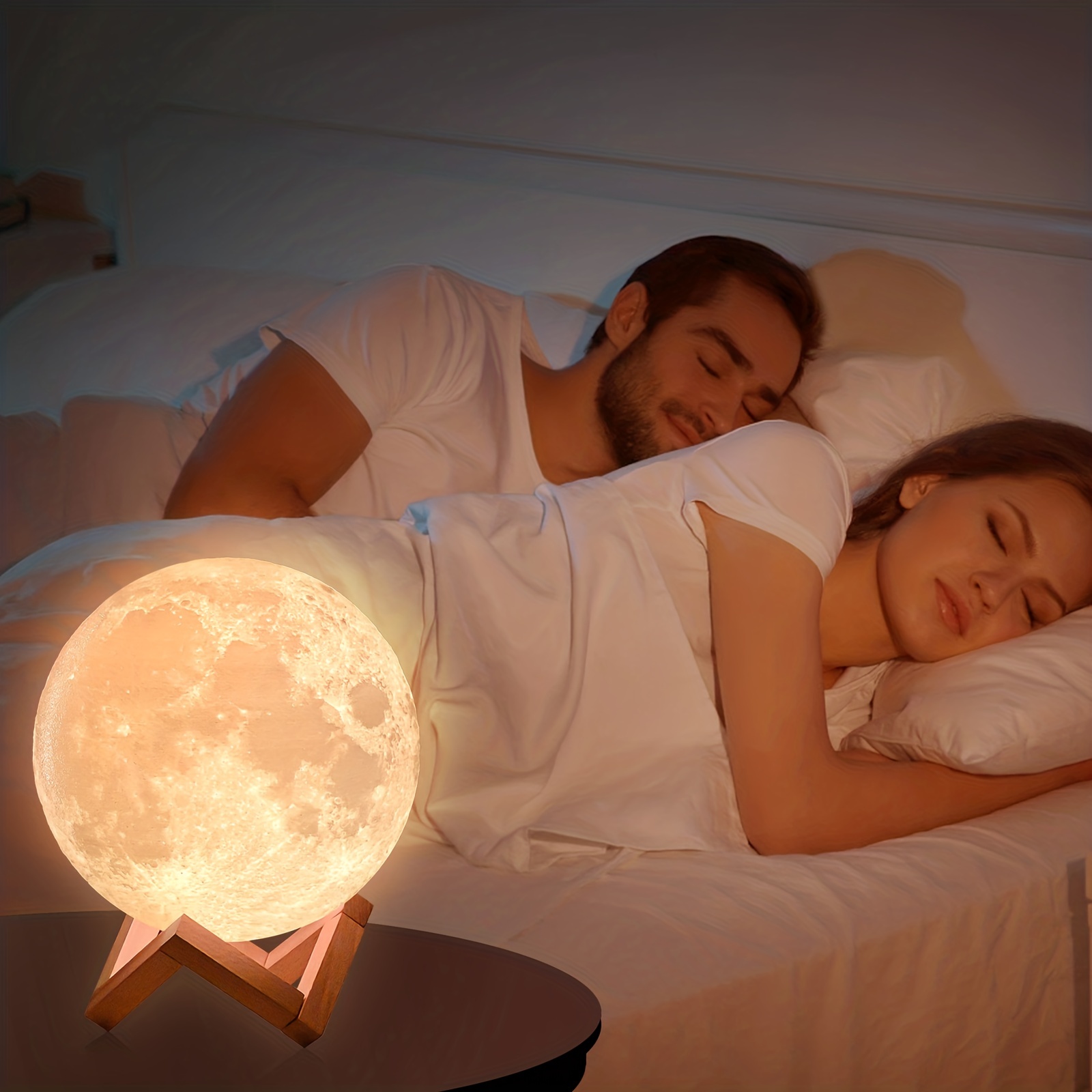 1pc 2023 moon light with timing function pla material 3d printing night light rechargeable night light touch and remote control switch dimmable night light 16 led colors diameter 18cm details 6