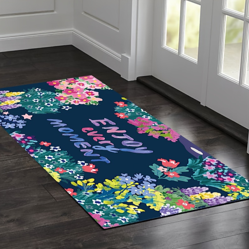 Flower Indoor Doormat, Durable & Resist Dirt Rugs for Entryway