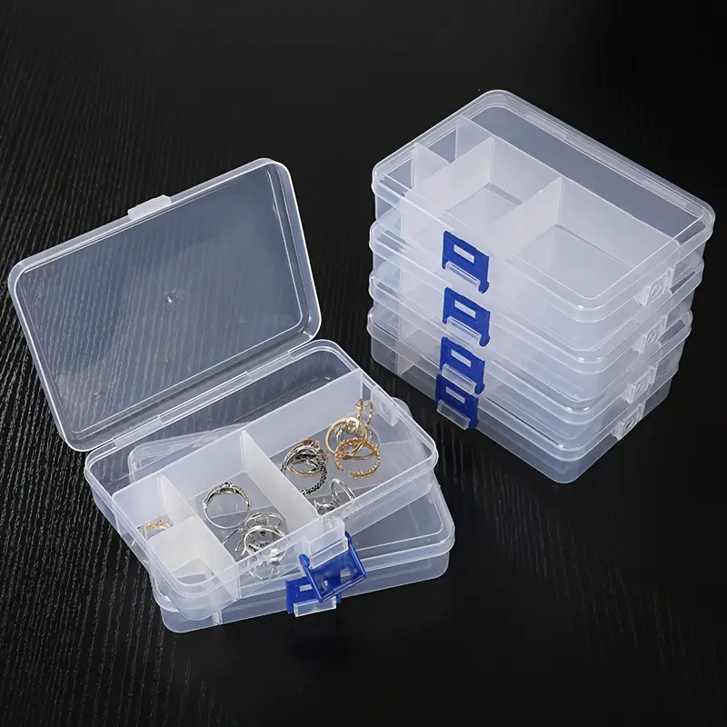 2/4pcs Storage Box, Detachable 5 Grids Storage Box, Transparent PP Plastic  Storage Case, Jewelry Fishing Gear Needle Thread Packaging Box, Home Organi