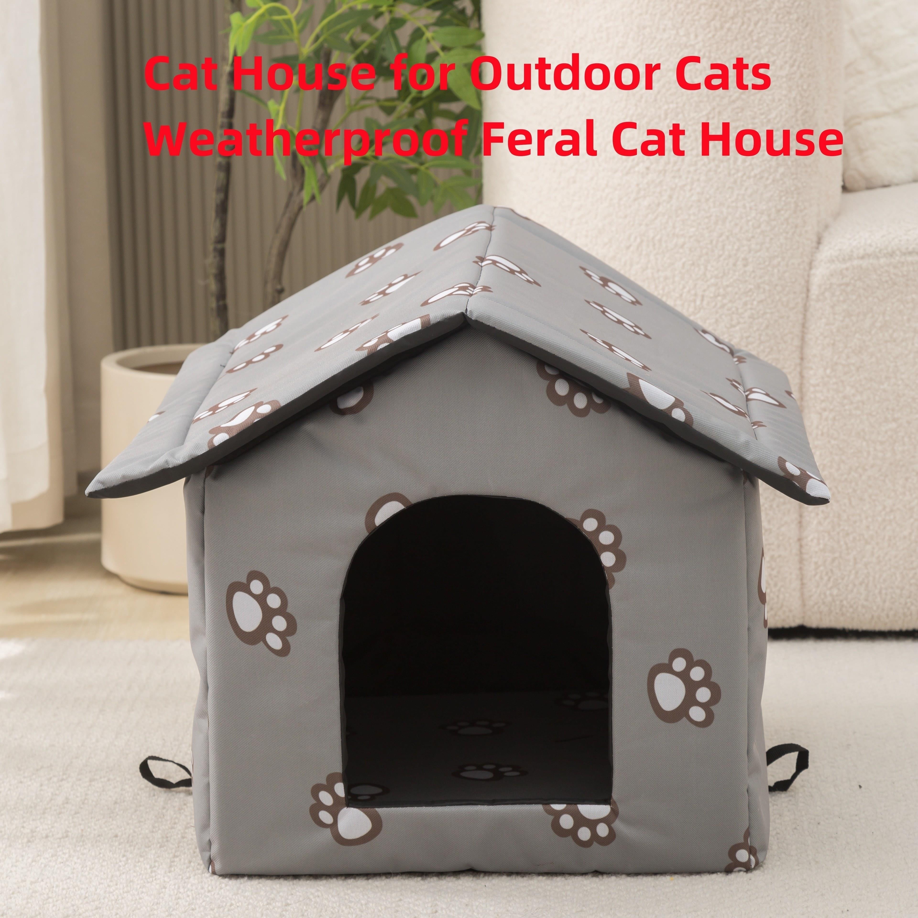 

1pc Pet House, Outdoor Cat Cage, Dog Kennel Shelter, Cat House For Outdoor Cats, Weatherproof Feral Cat House With Mat And Doors, Pet Nest For Winter, Removable And Washable Cat Villa Cage