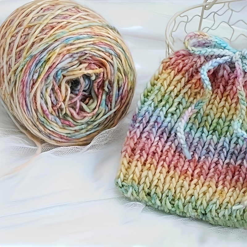 100% Wool Yarn Rainbow Color For Hand Knitting Crochet Hand - Temu