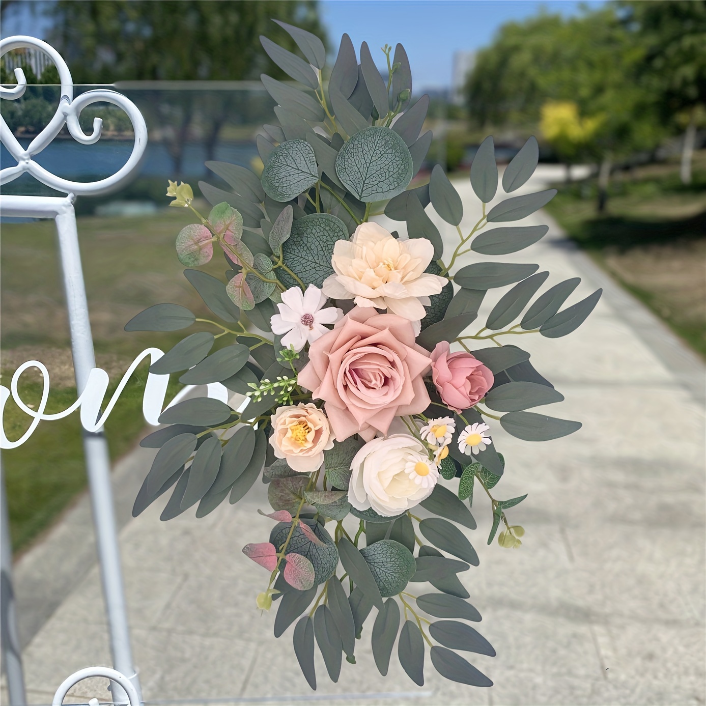 Guirnalda de flores artificiales para arco de boda, decoración de