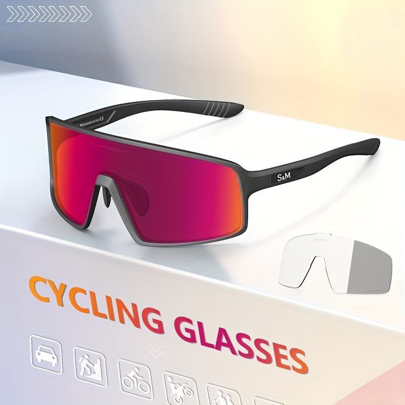 Tr90 Frame Sports Glasses Photochromic Cycling Glasses - Temu