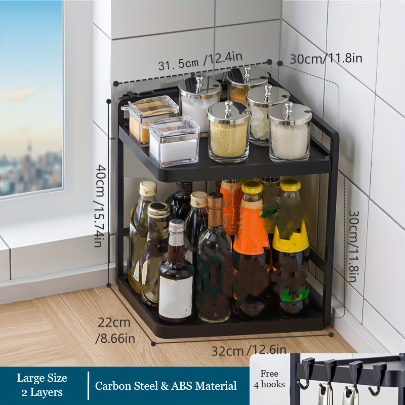 3-tier White Spacious Spice Rack For Home Kitchen Countertop