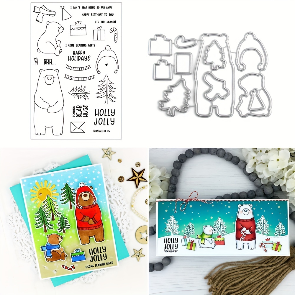 1pc Hey Winter スタンプとカッティングダイセット Diy スクラップ