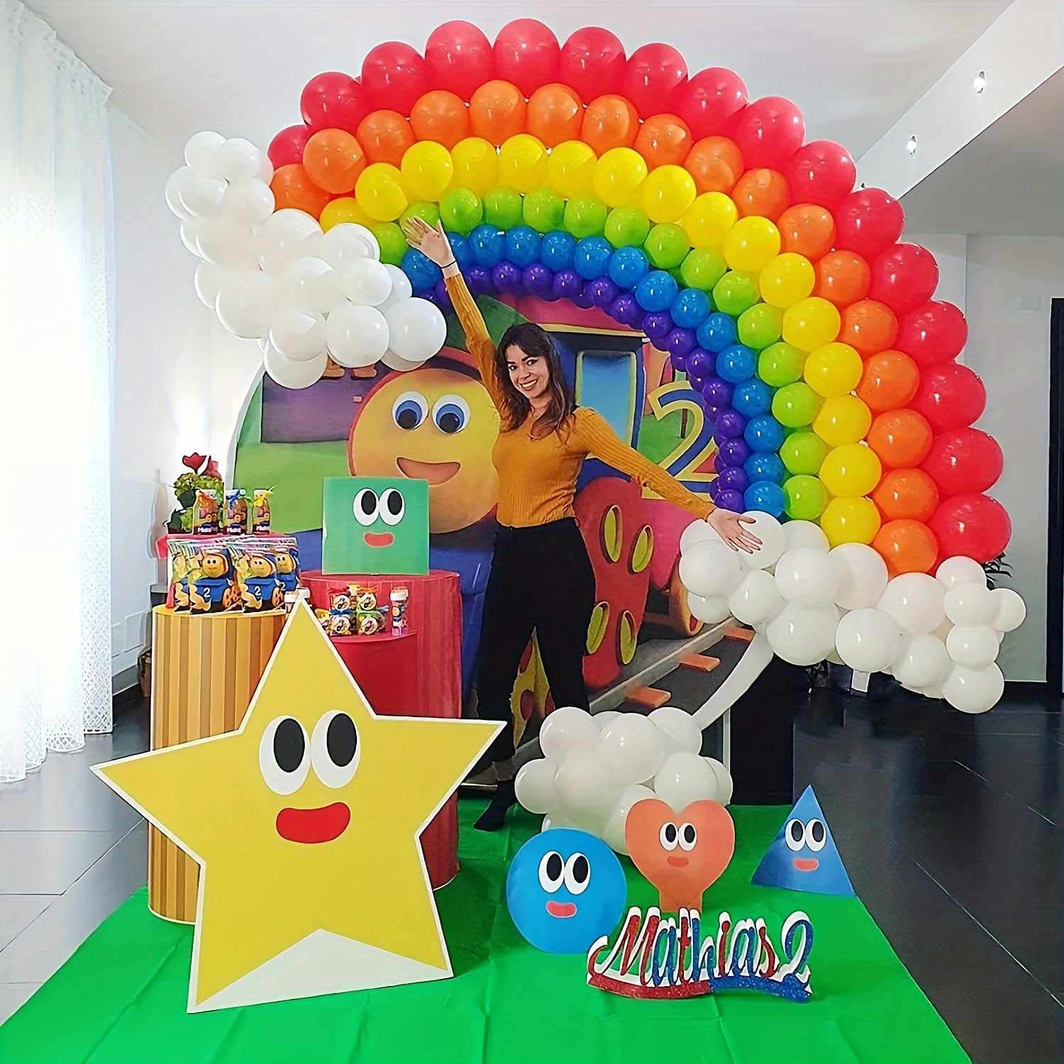 A Set Unicorn Summer Party Balloons Set Colorful Rainbow - Temu