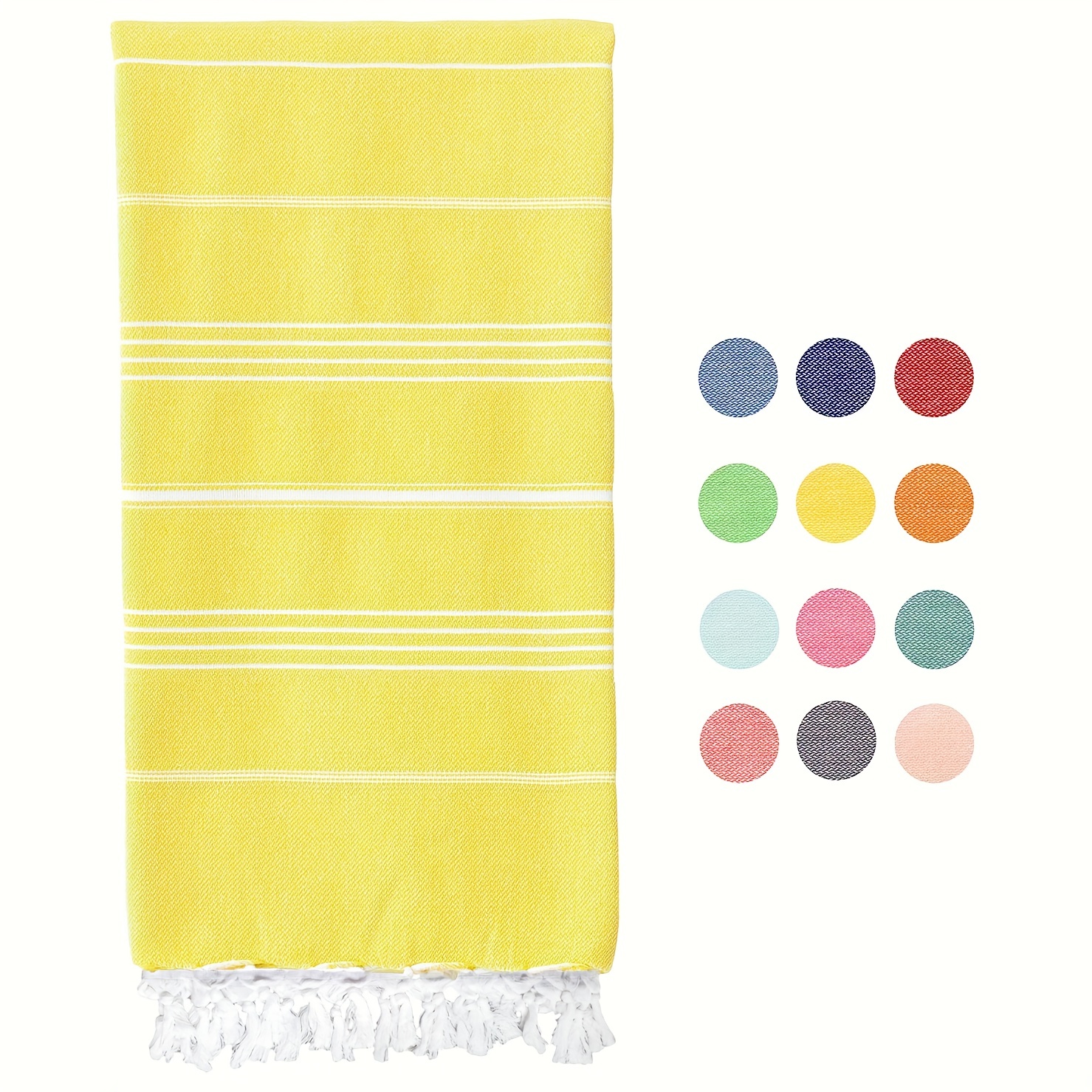 1pc Yellow Stripe Patterned Microfiber, Absorbent Towel For Bath, Rectangle  Towel, Beach Towel