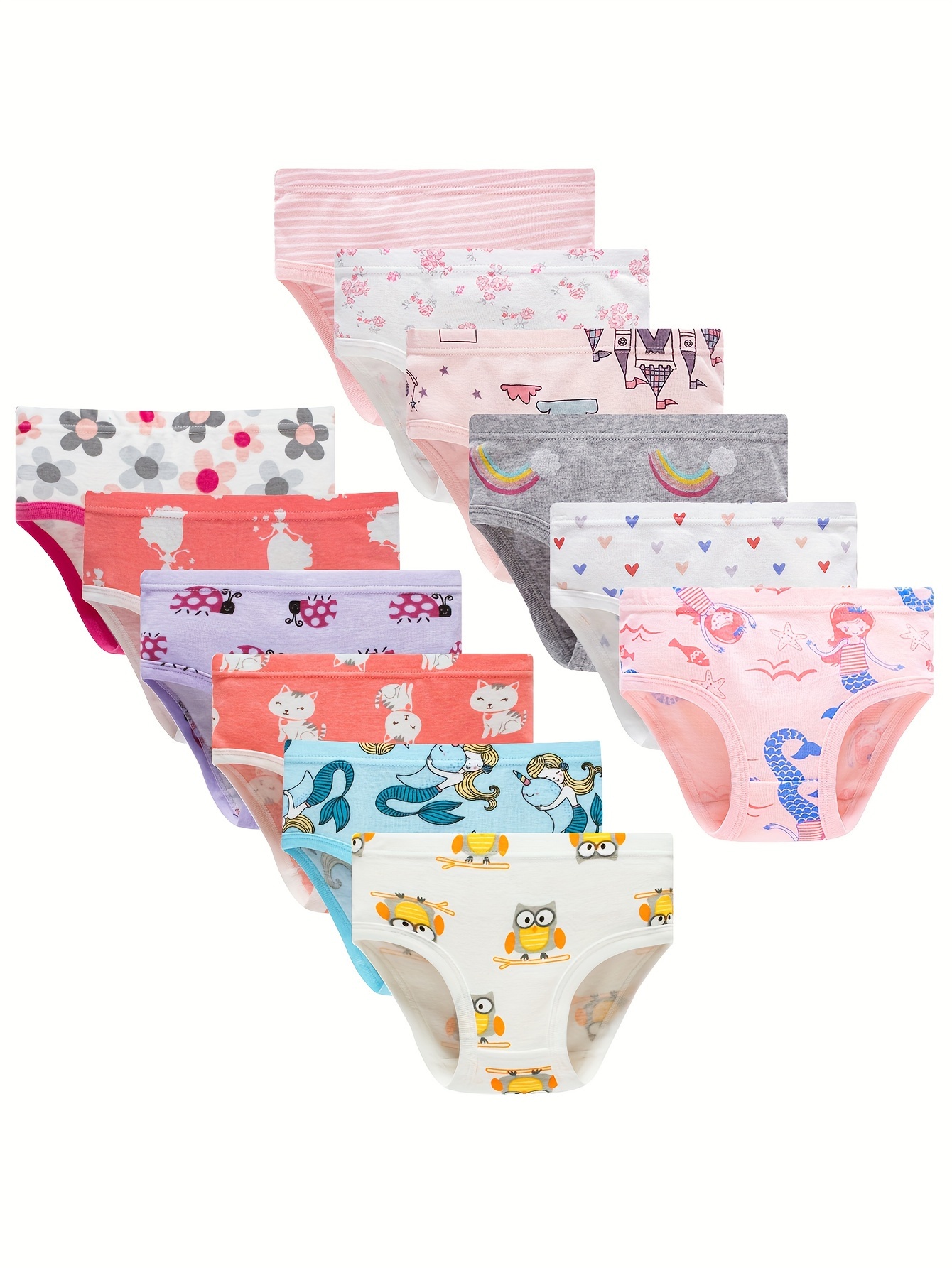 Girls Briefs Simple Print Cute Bottoming Underwear Soft - Temu