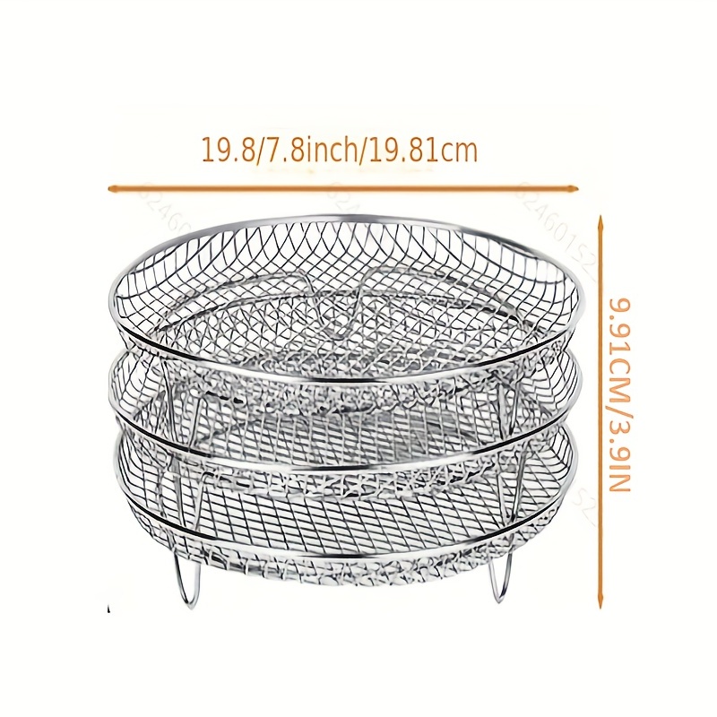 Air Fryer Basket Steamer Basket 8 Inch Round Stainless Steel Basket Kitchen  Tool