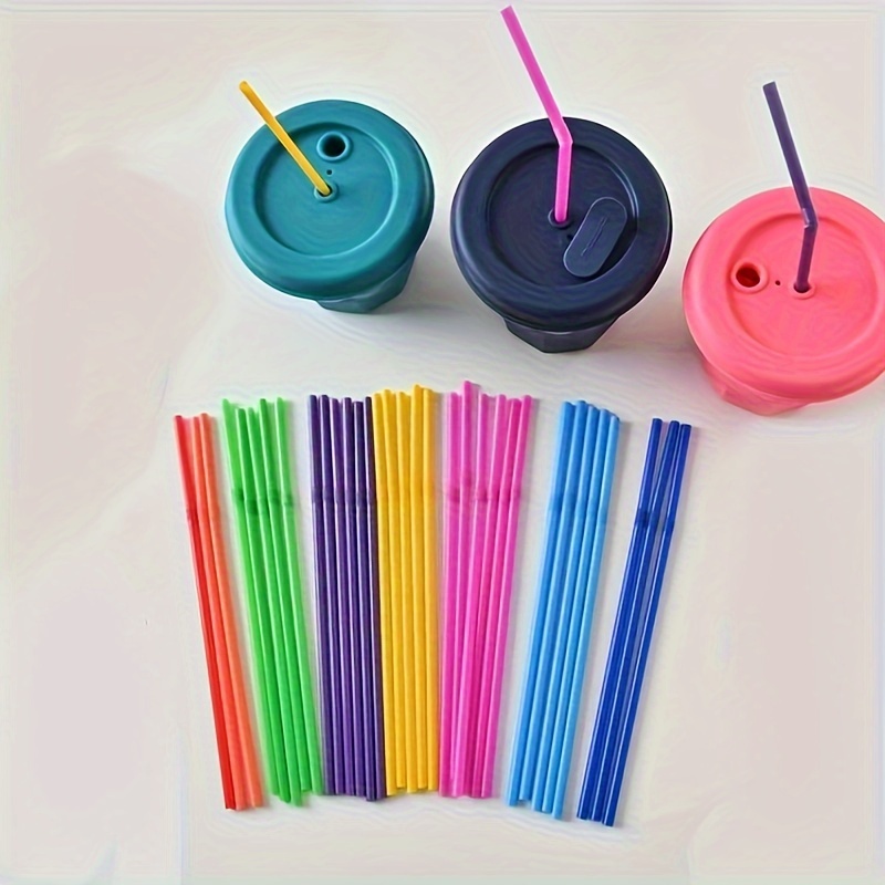 200 Pcs Flexible Plastic Drinking Straws, Extra Long Colorful