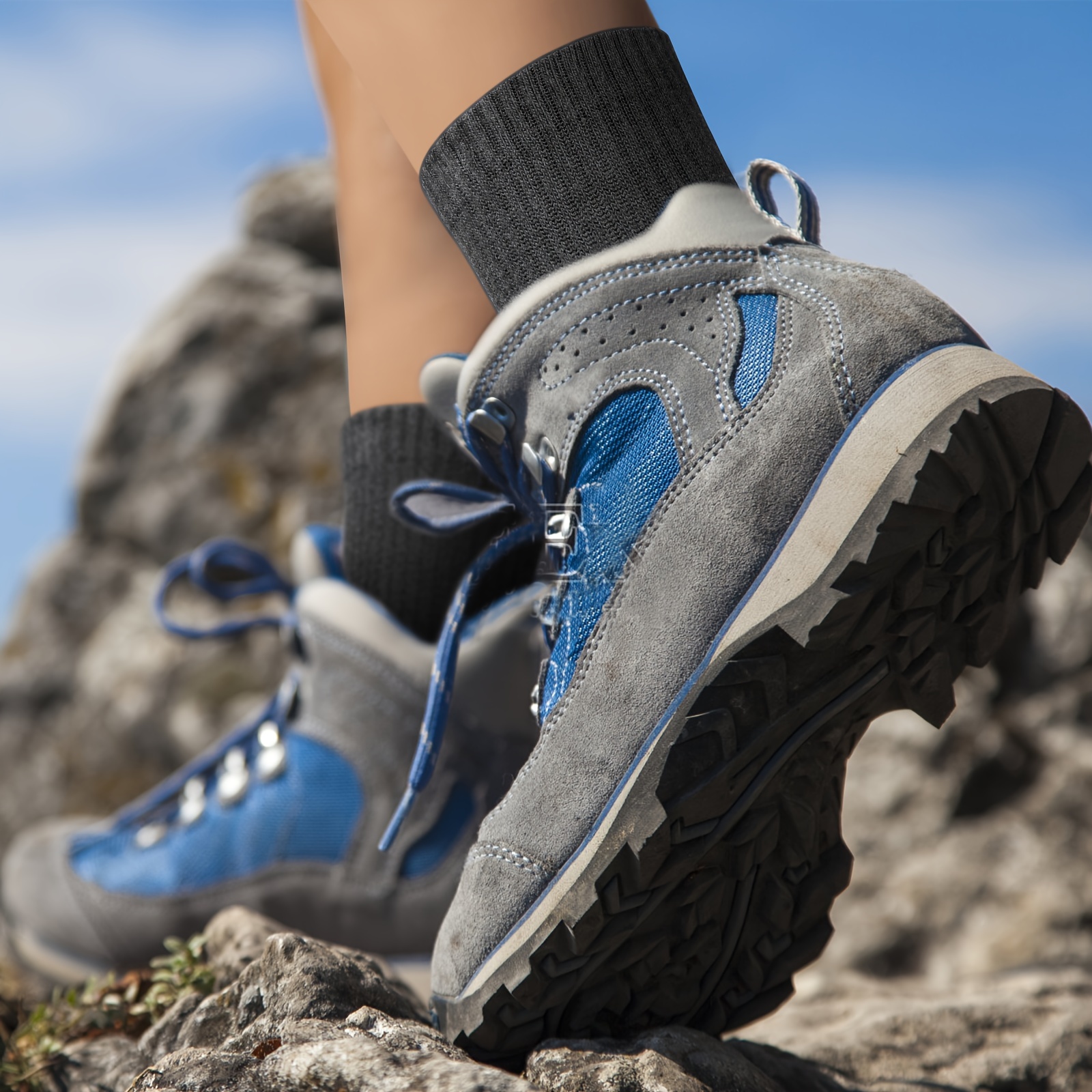  MIRMARU 5 pares de calcetines acolchados para hombre, para  senderismo, senderismo, senderismo, control de humedad, acolchados, 3 x  negro, 2 x azul marino : Ropa, Zapatos y Joyería