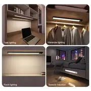 led motion sensor cabinet light, 1pc led motion sensor cabinet light under counter closet lighting wireless magnetic usb rechargeable kitchen night lights battery powered operated light for wardrobe closets cabinet cupboard stairs corridor shelves details 4