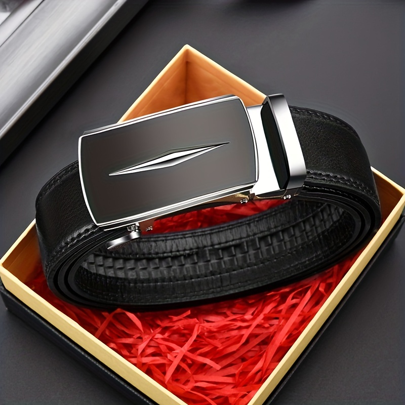 Mens Vintage Pattern Automatic Buckle Pu Leather Belt, Quick & Secure  Online Checkout