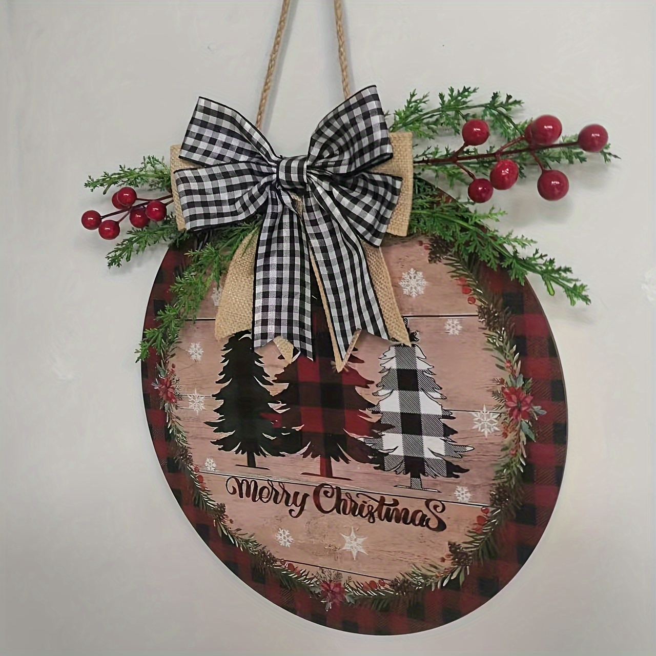 Merry Christmas Porch Sign Buffalo Check Plaid Christmas - Temu