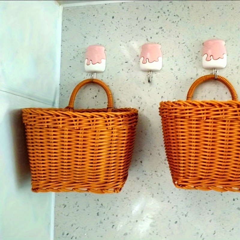 Hanging Storage Baskets, Pantry Wicker Baskets, Wall Mount Basket