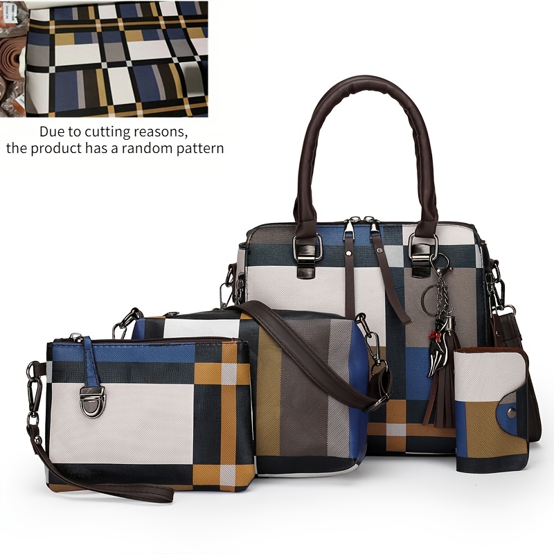 Luxury Handbags plaid Women Bags Designer Purses and Handbags Set