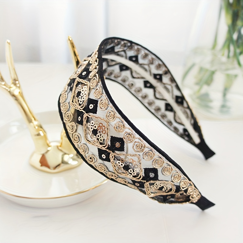 Boho Lace Sequin Headband Retro Style Hair Accessories Women