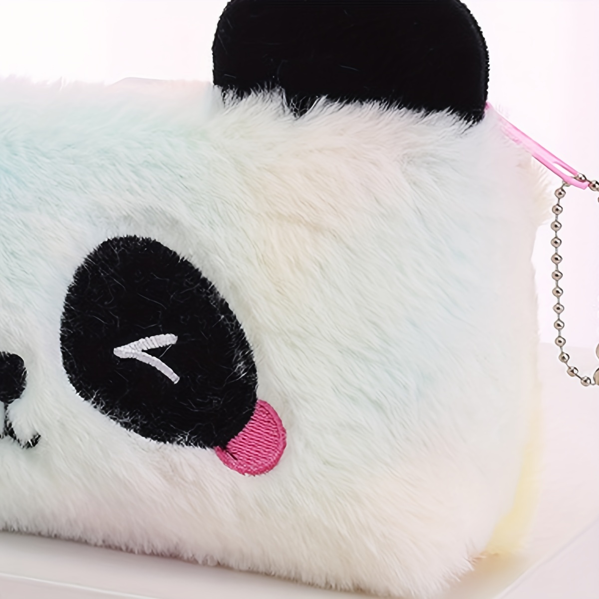 Colorful Plush Panda Pencil Case Bag Storage Pouch With Zipper