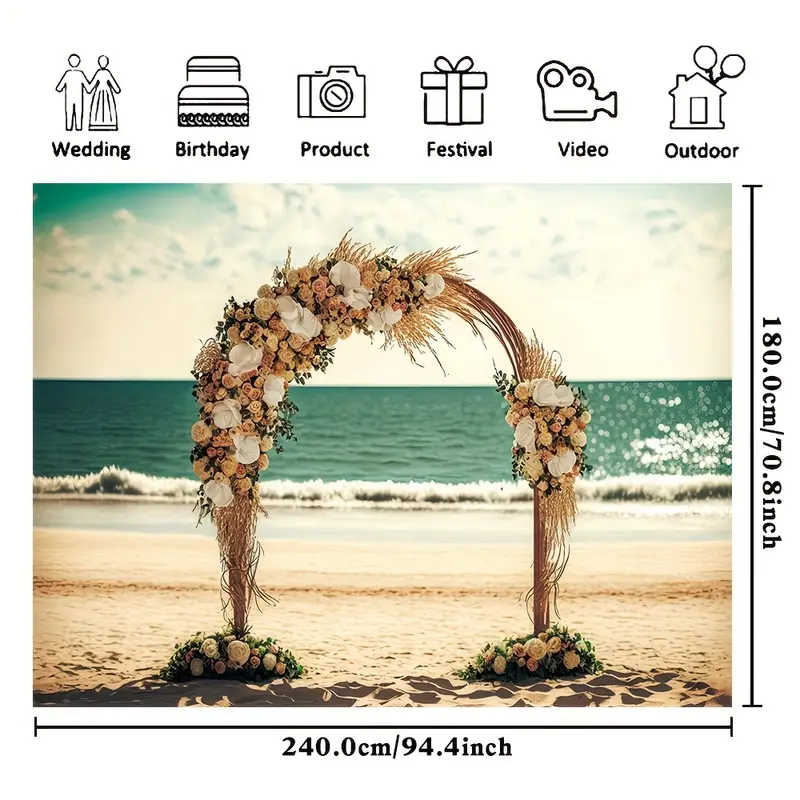 Romantic Wedding Photography Backdrop Vinyl Summer Beach - Temu