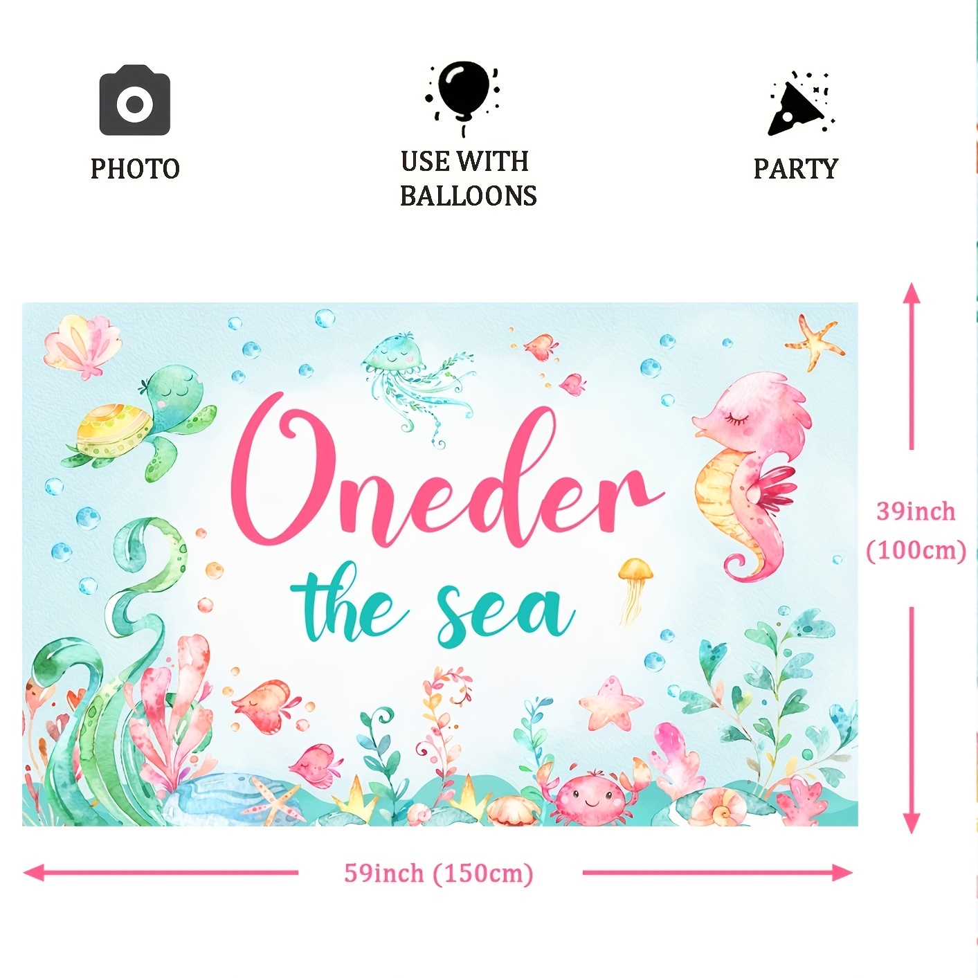Under The Sea First Birthday Girl Background Decoration - Temu