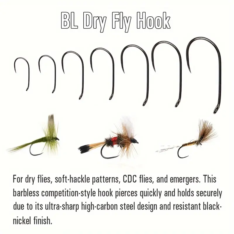 Fly Tying Fishing Hook Barbless Hook Dry Flies 2x Wide - Temu