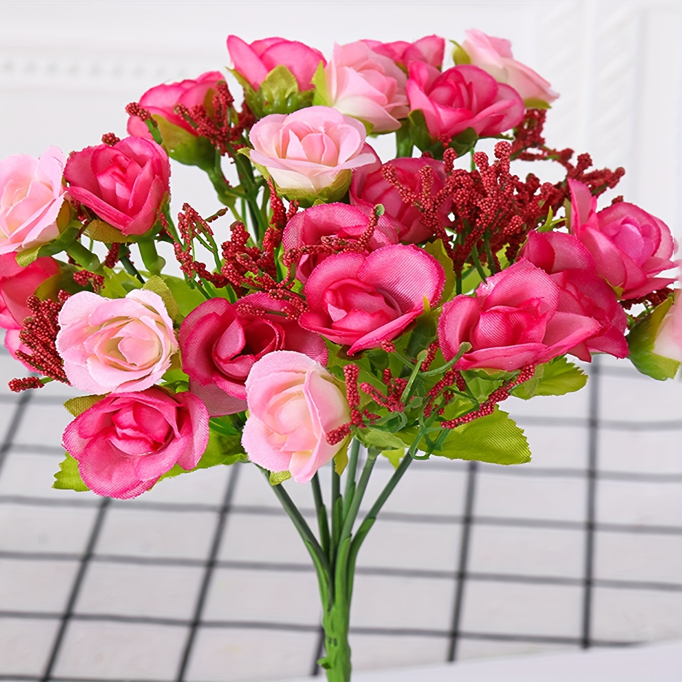 Artificial Rose Flower Single Branch Mini Rose Flower Real - Temu