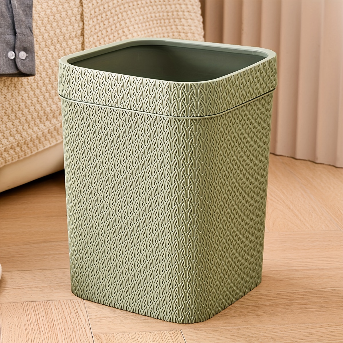 Household Trash Can With Pressure Ring For Toilet, Bathroom, Bedroom, Large  Capacity Garage Bin, Plastic Waste Basket - Temu