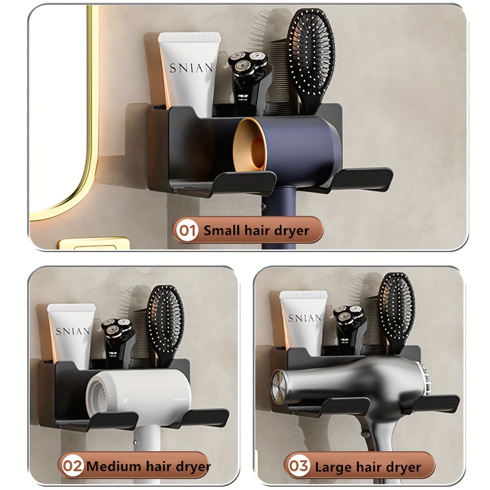 Hair Dryer Holder, Axuan Blow Dryer Holder Wall Mounted, Save Space & Easy  To Install, Bedroom & Bathroom Hair Tool Organizer Compatible With Hair Dry