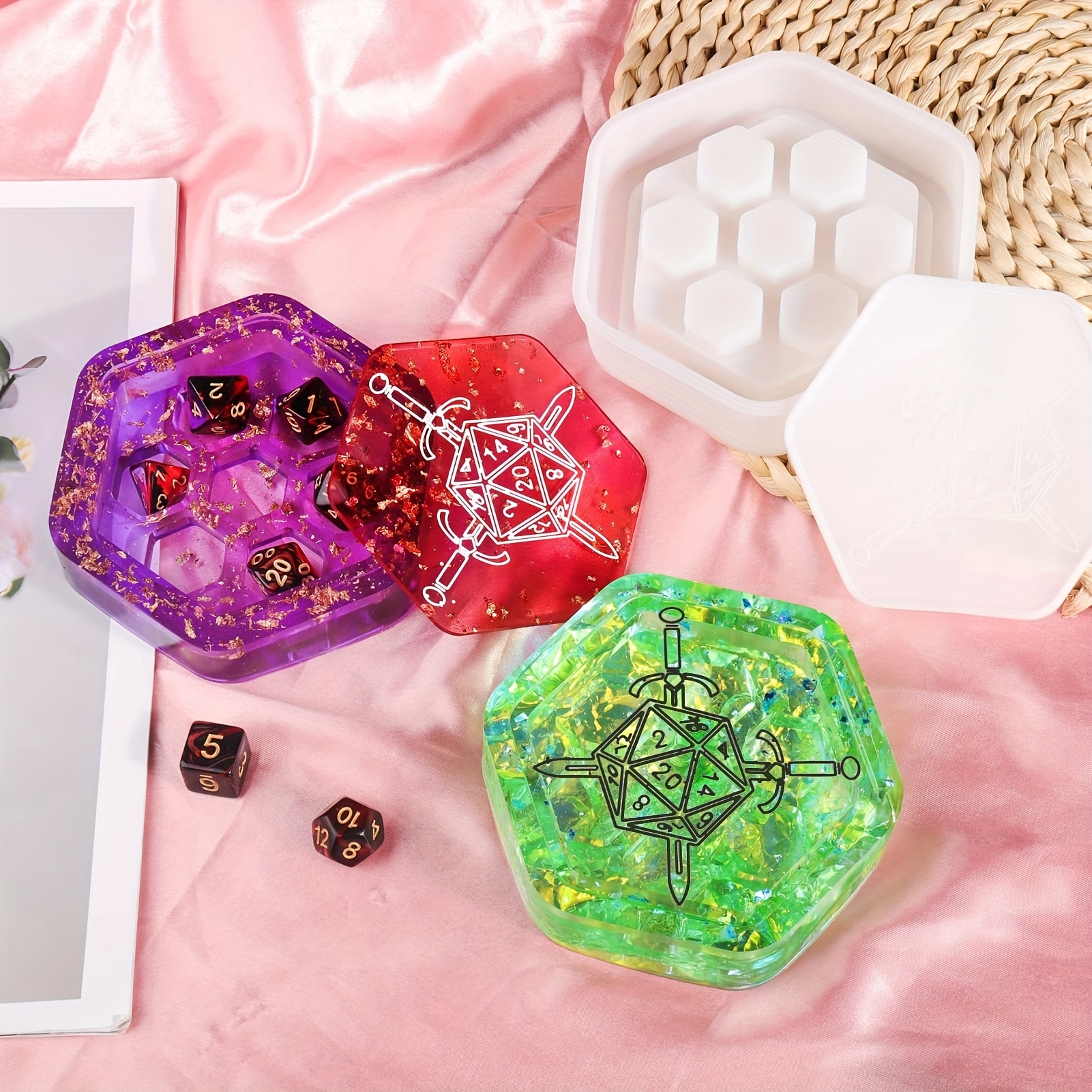 Large Dice Resin Molds, 2 Styles Silicone Dice Mold For Epoxy Resin  Casting, Triangle Hexagonal D20