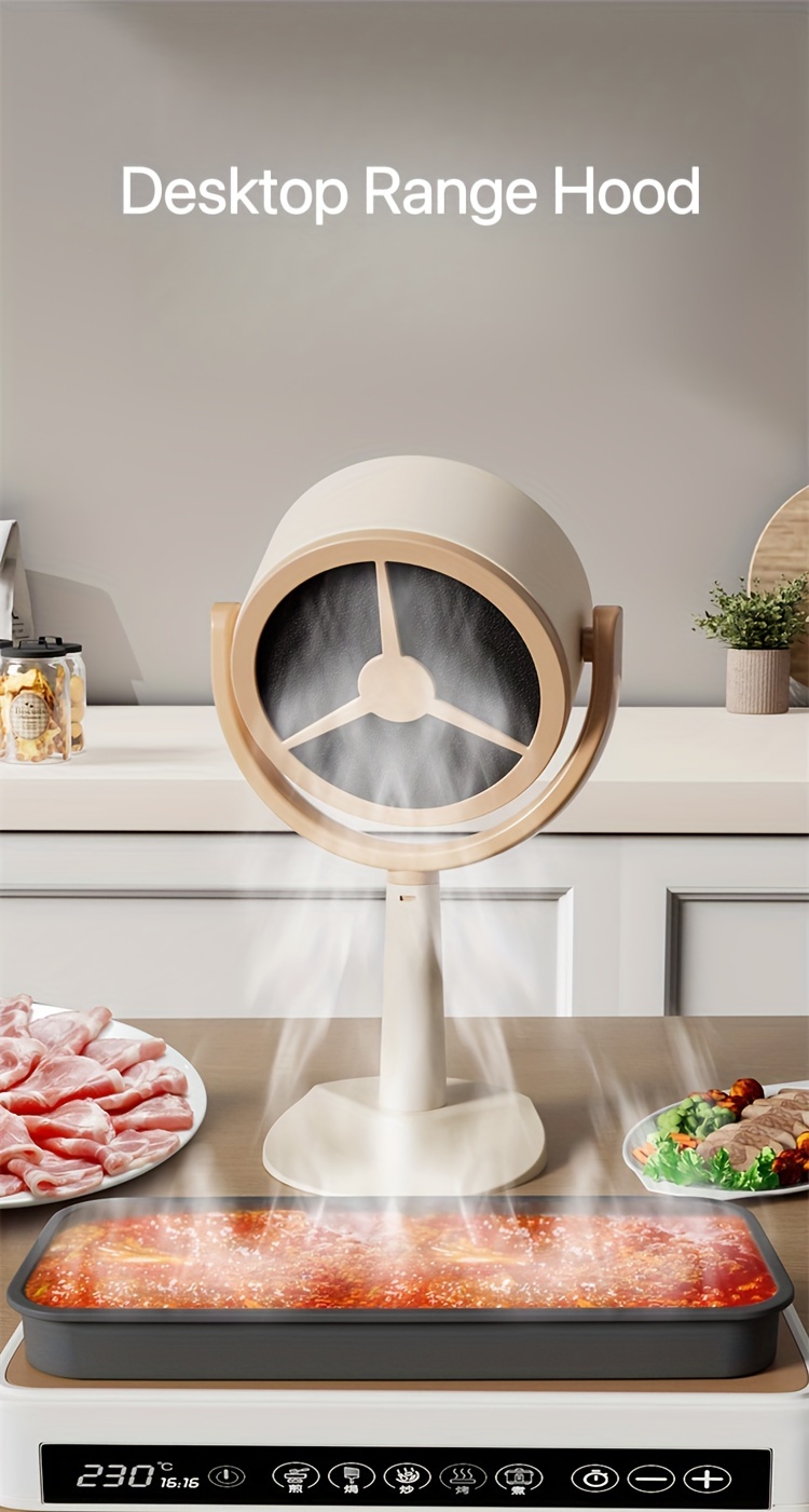 Hotte de cuisine portable, hotte de bureau, rotative à 360°, réglable, mini  hotte aspirante avec aspiration forte et faible bruit filtrant les fumées