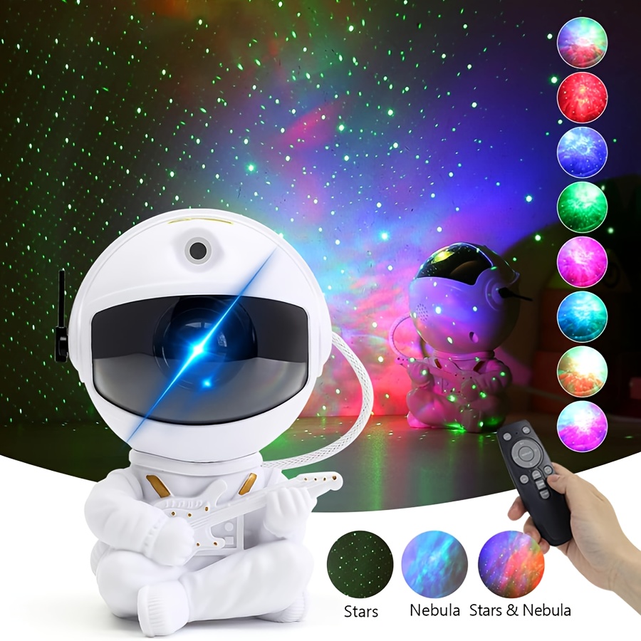 Proyector de estrellas de astronauta, luz nocturna de galaxia, ajustable en  360 grados con temporizador y control remoto, lámpara de bebé para niños