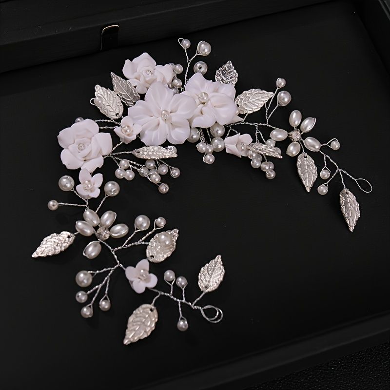 Flower Bride Wedding Hair Vine Pearl Bridal Headpiece Leaf Hair Accessories  Hair Piece For Women And Girls - Clothing, Shoes & Jewelry - Temu