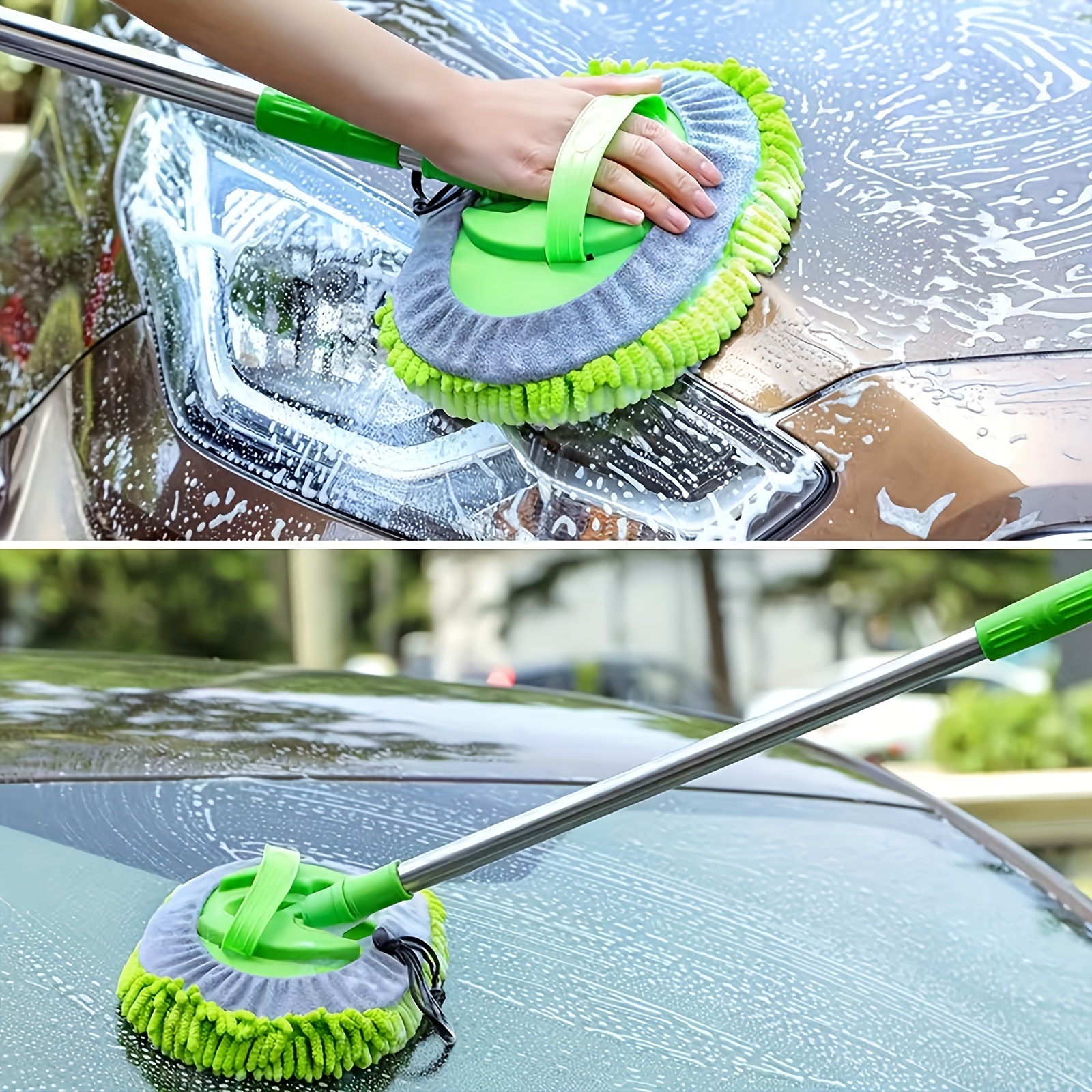 Car Wash Brush Kit With Long Handle Scratch Free Mop - Temu