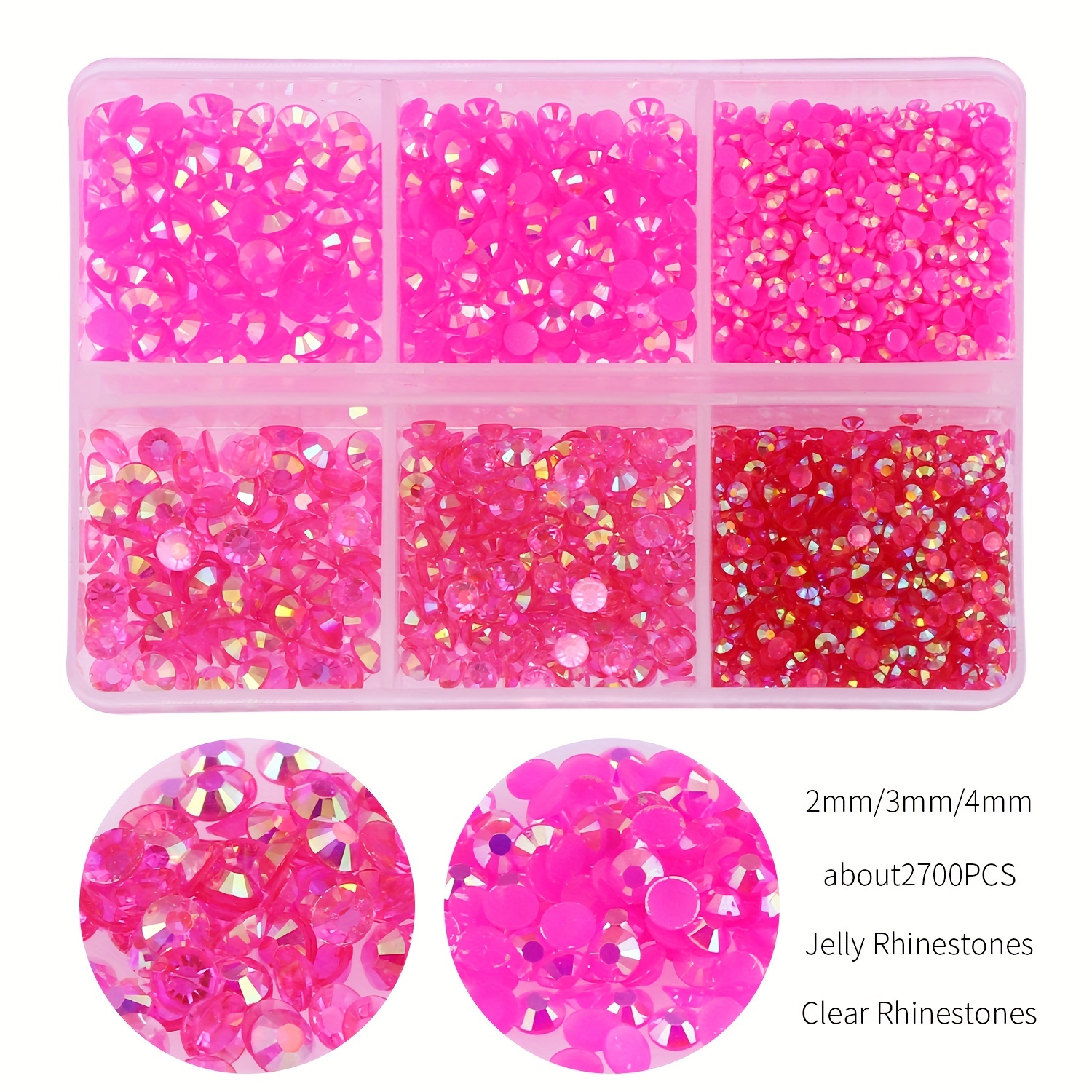 2120Pcs Pink Nail Rhinestones Crystals Glass Gems Stones Multi Shapes Sizes  Light Pink Glass Round Beads Flatback Rhinestones Gems for Nail DIY Crafts