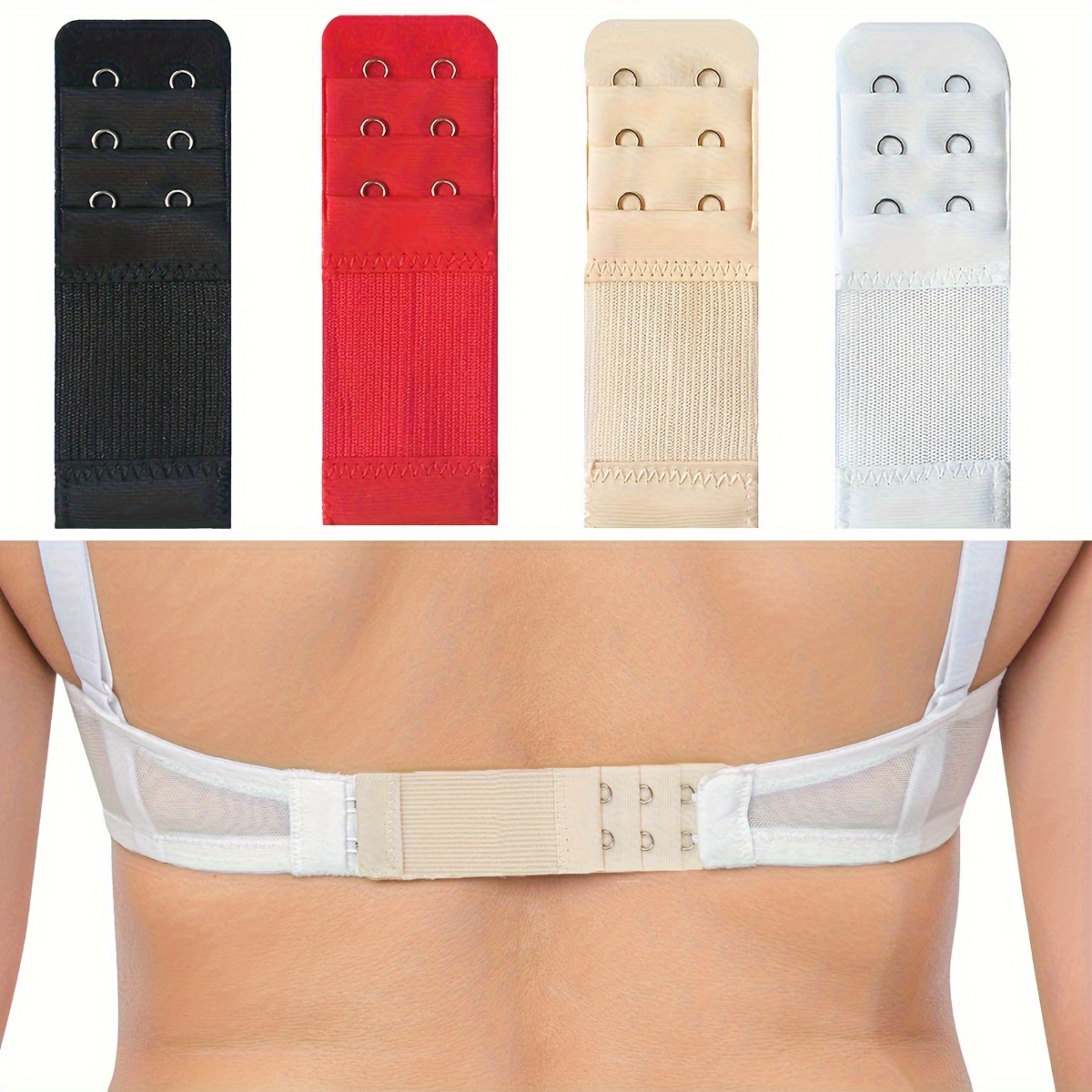 1pc 3 Rows 2 Hook Bra Extender For Women's Elastic Bra Extension Strap Hook  Clip Expander Adjustable Belt Buckle Intimates Accessories