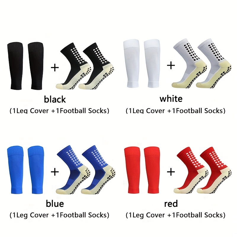 

Professional Training Breathable Soccer Socks Set, Non-slip Silicone Soccer Sock With Leg Cover, Sports Set