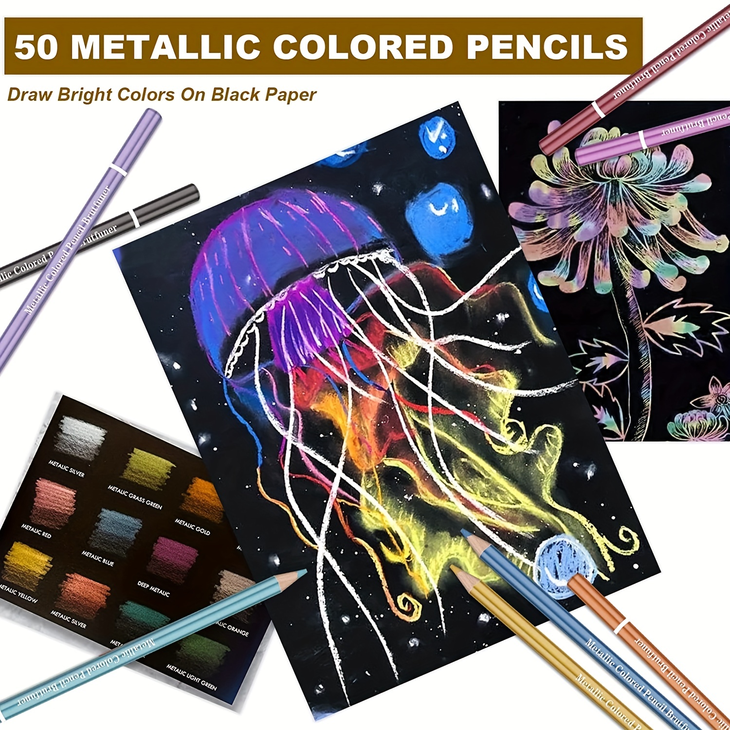 Metallic 50 Professional Colored Pencils Pre sharpened - Temu