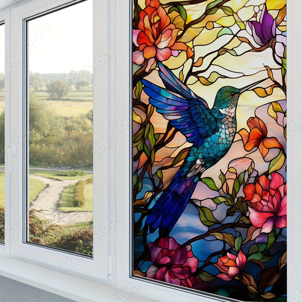 Hummingbird good In Flowers Stained Glass