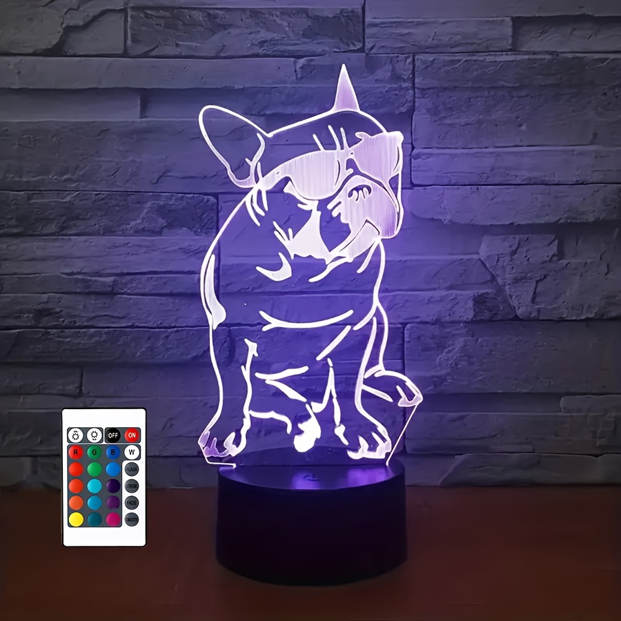 1pc Französischer Bulldogge Hund 3D Nachtlicht, 16 Farben Wechselnde  Optische Täuschung Touch-Tisch-Schreibtischlampe, Perfekte Geschenke Für  Kinder