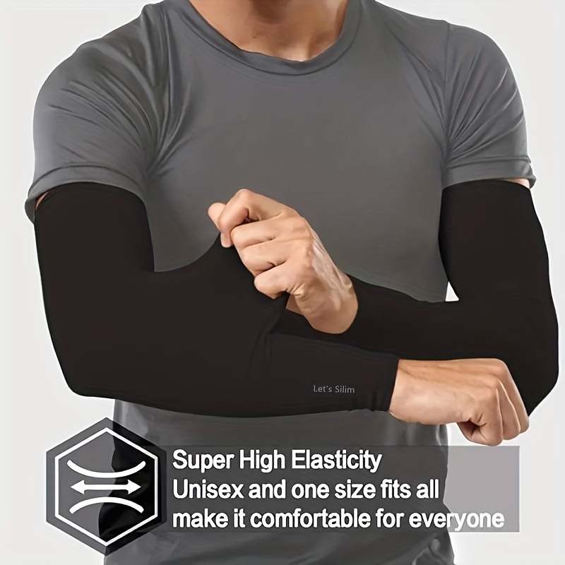 1pair Unisex Black & White Lycra Sun Protection Gloves, For Men's